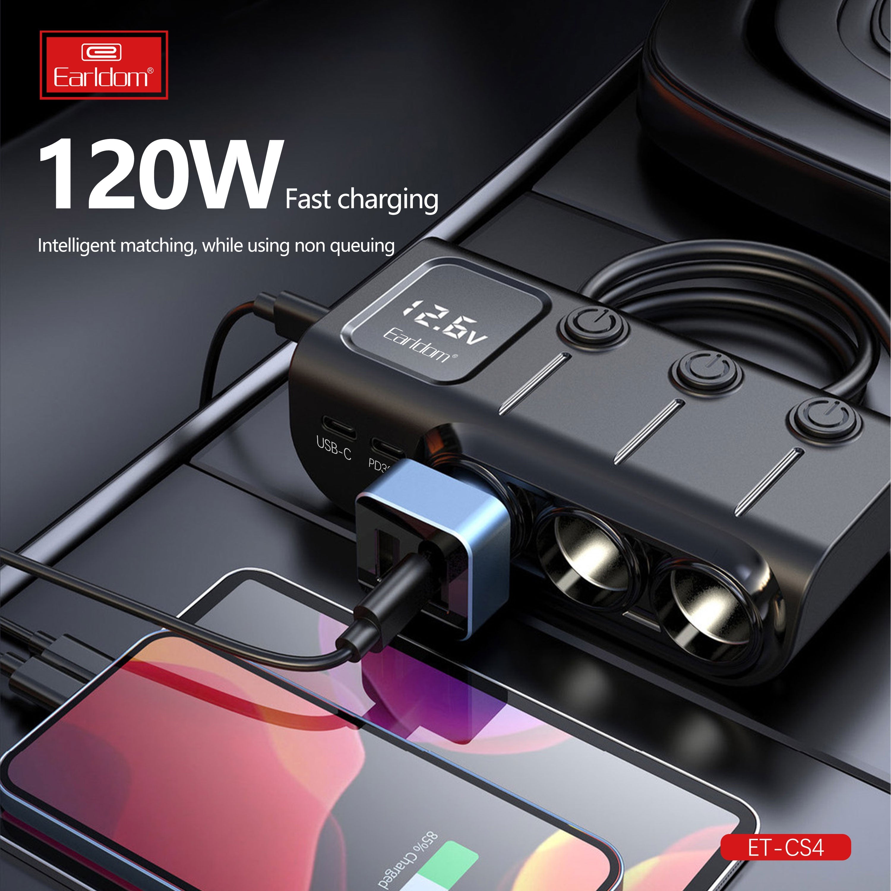 120W 3USB+2PD 3socket display current ET-CS4 120W 3USB+2PD 3socket display current ET-CS4